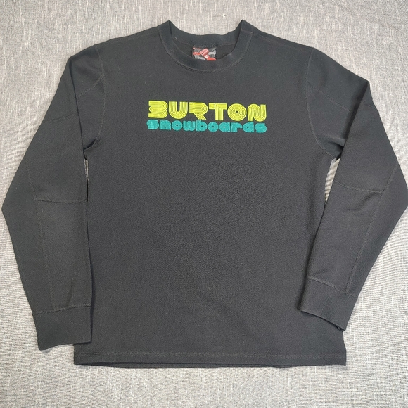 Burton Other - VINTAGE Burton Snowboards Shirt Large Black Outlast Acrylic Spellout Logo Winter